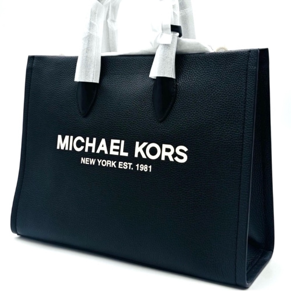 Michael Kors Medium Mirella Tote Bag Black Leather - Picture 2 of 12